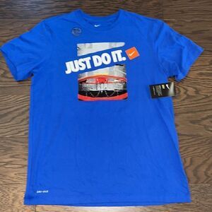 New York Knicks colors Chain Net 🏀 men’s Nike Dri Fit Basketball T tee shirt L